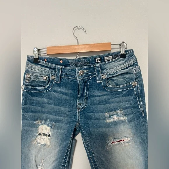 Miss Me Distressed Blue Signature Cuffed Skinny Jeans - Picture 3 of 12